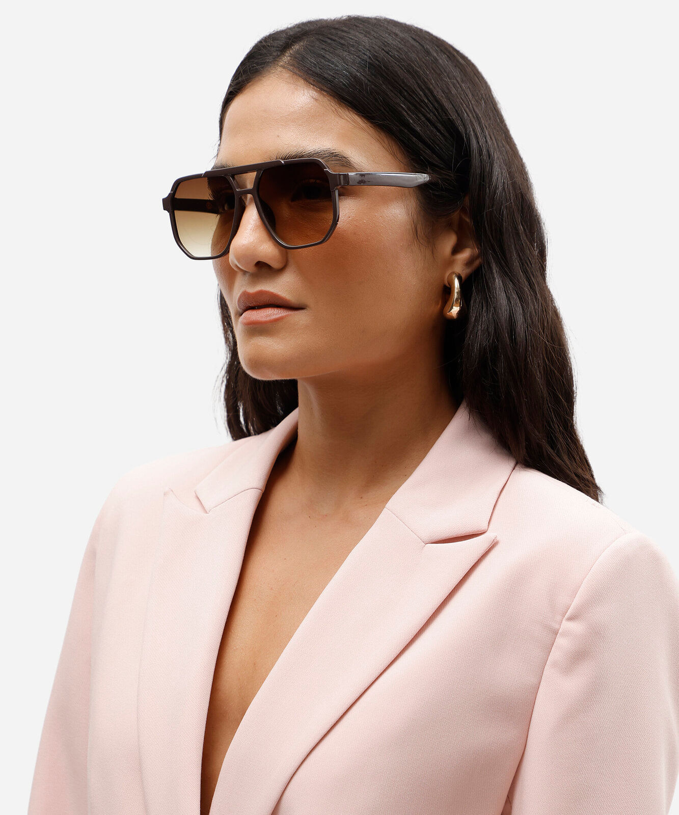 óculos de sol aviador feminino de acetato marrom