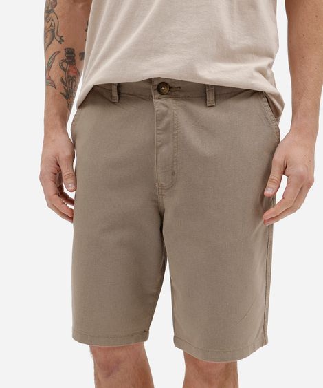 bermuda reta masculina de algodão texturizada bege