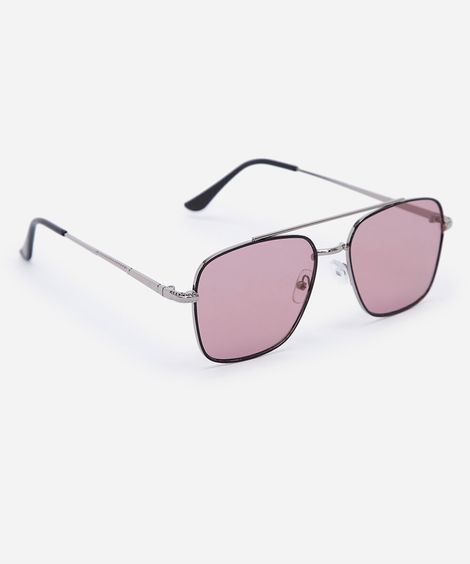 óculos de sol masculino quadrado de metal triton prata