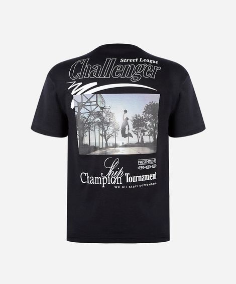 camiseta juvenil oversized de malha com estampa de basquete preta