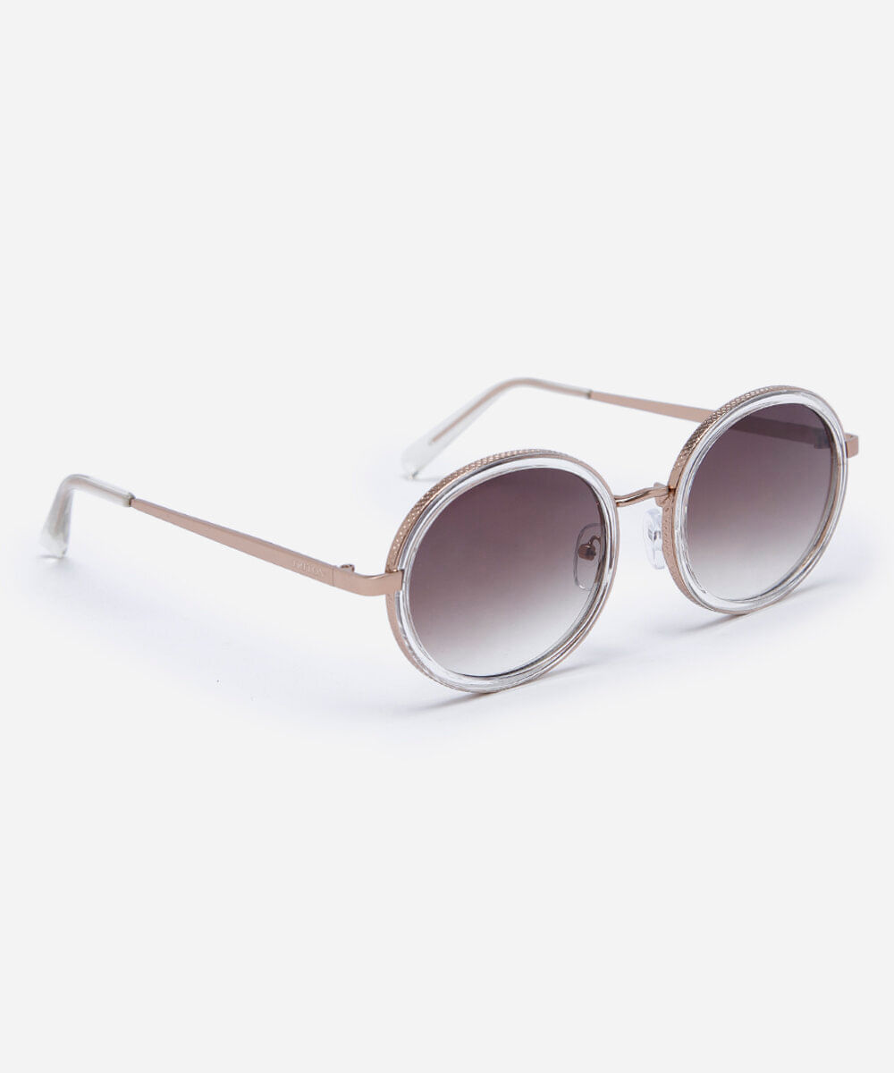 óculos de sol feminino redondo de metal triton prata