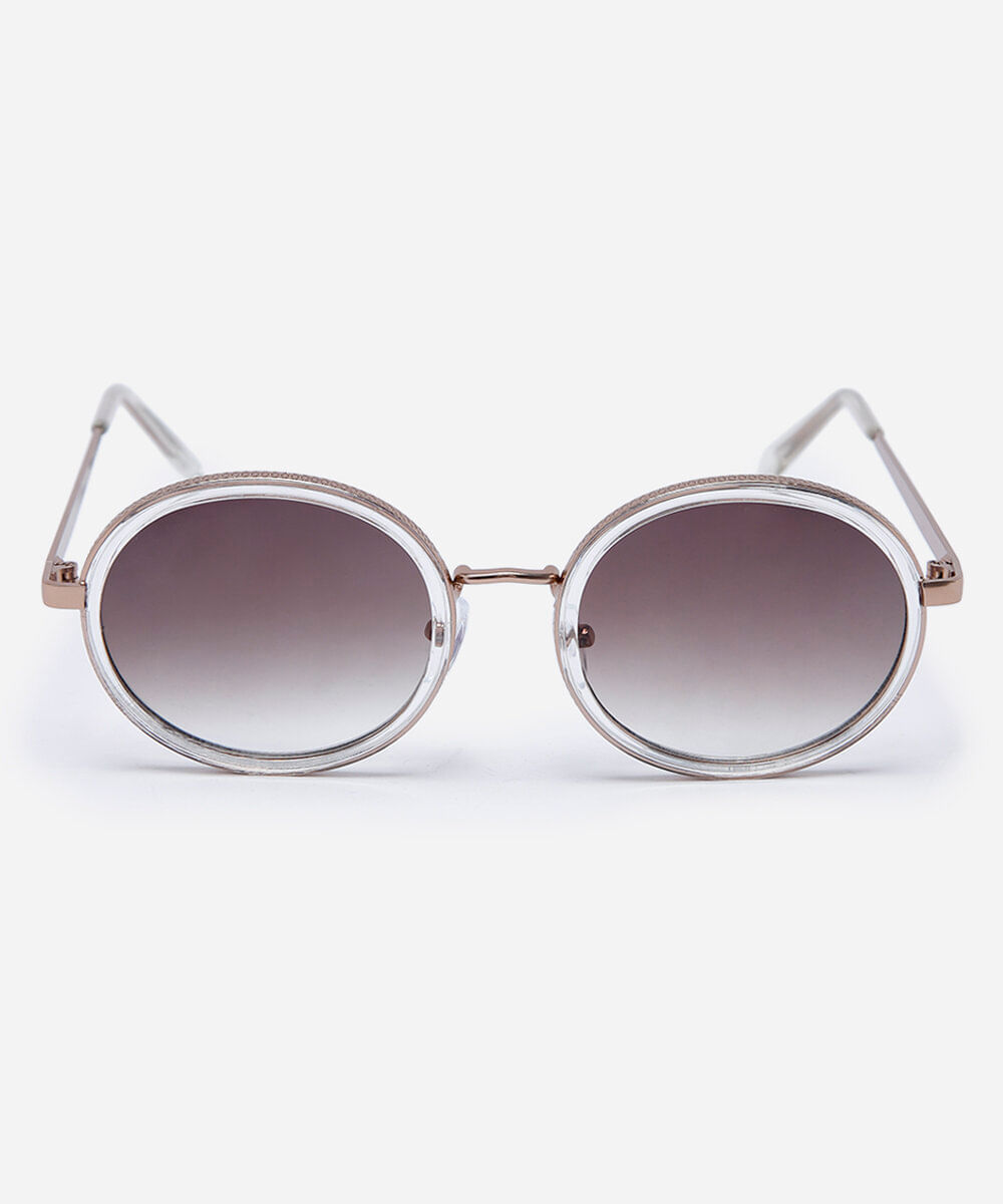 óculos de sol feminino redondo de metal triton prata