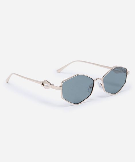óculos de sol feminino redondo de metal triton dourado