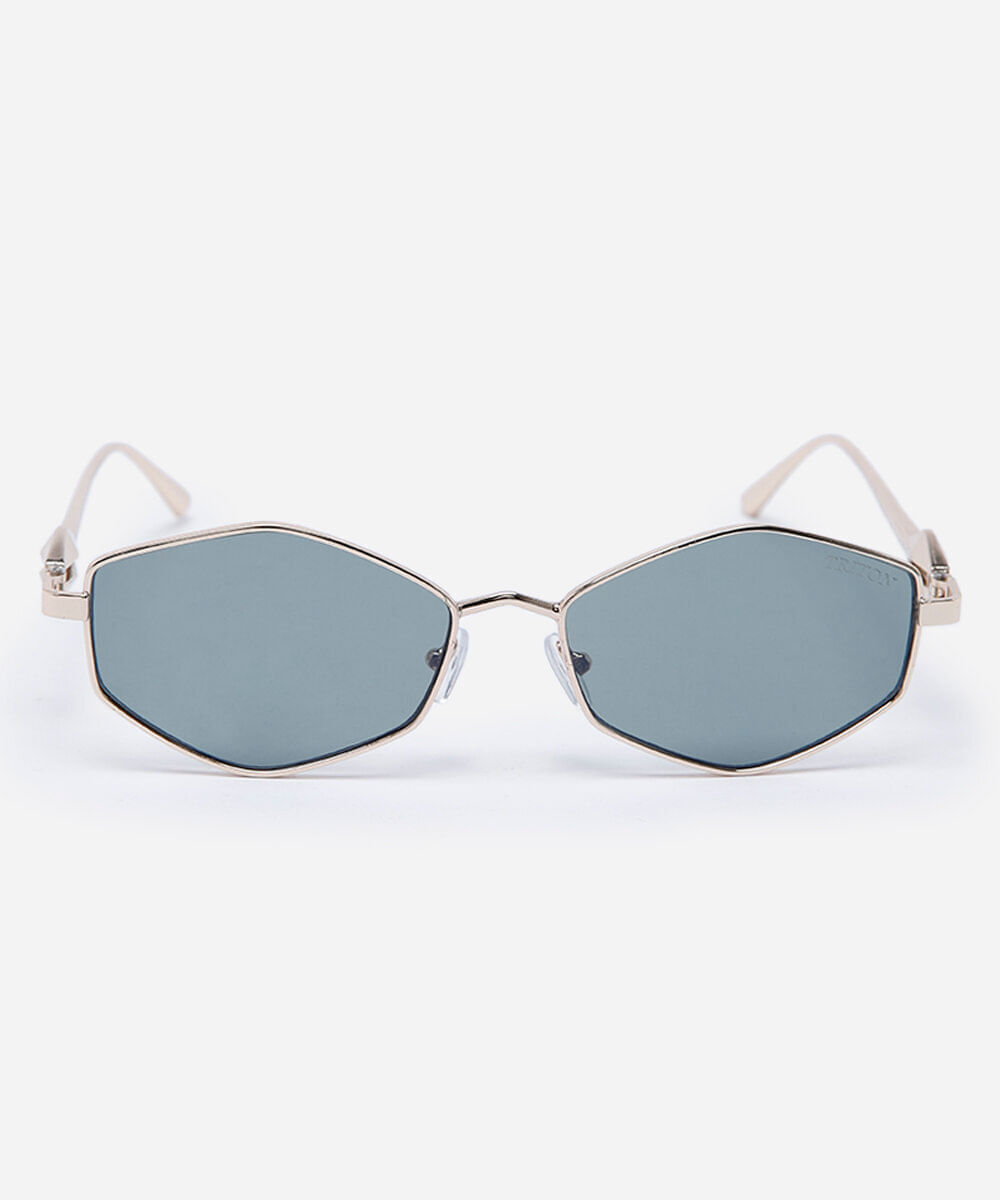 óculos de sol feminino redondo de metal triton dourado