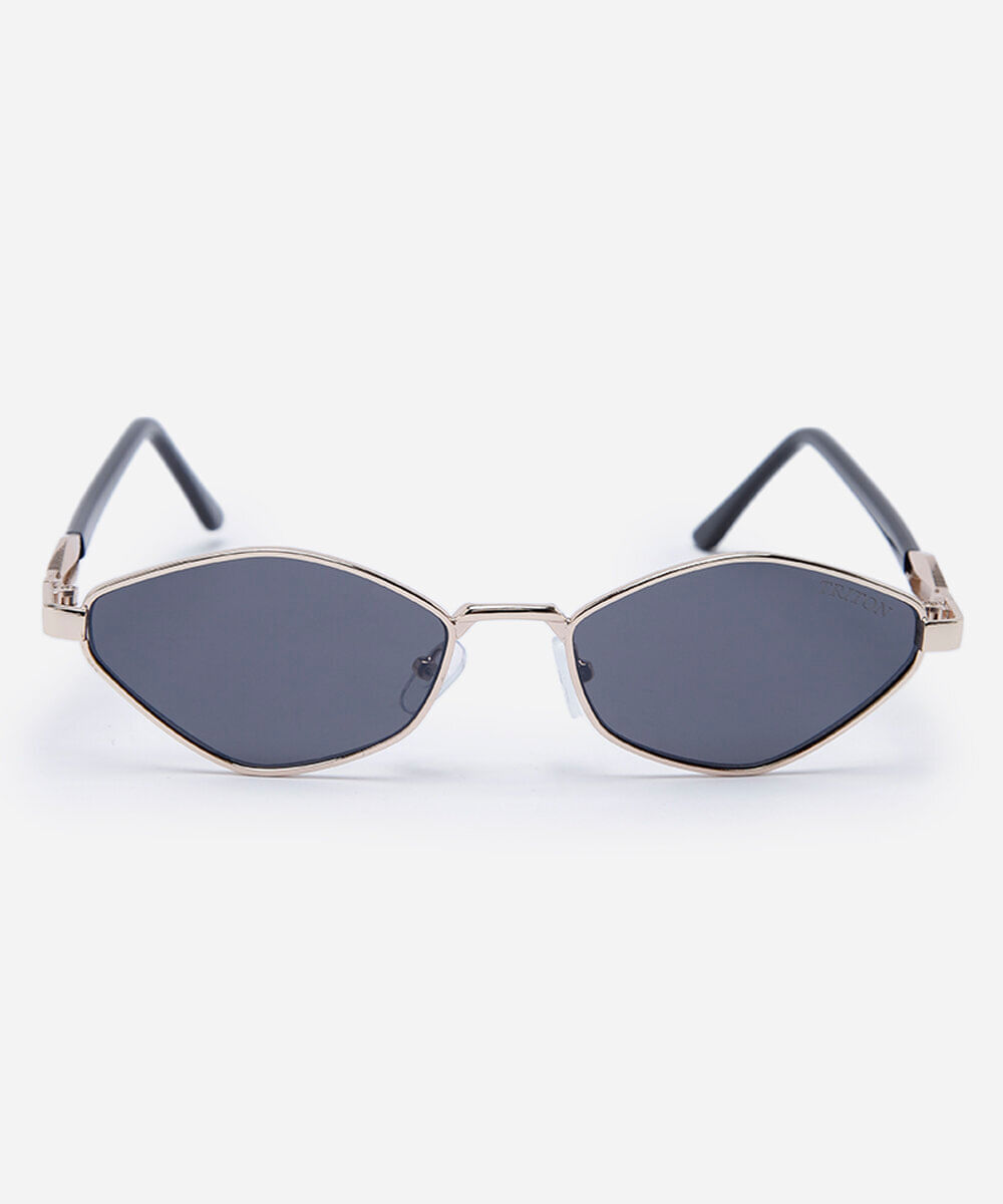 óculos de sol feminino oval de metal triton dourado