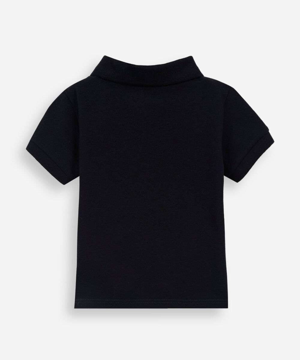 kit de 2 camisetas infantis polos com bordado de dinossauro colorido