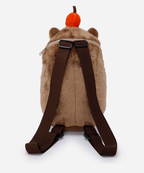 mochila infantil de pelúcia capivara marrom