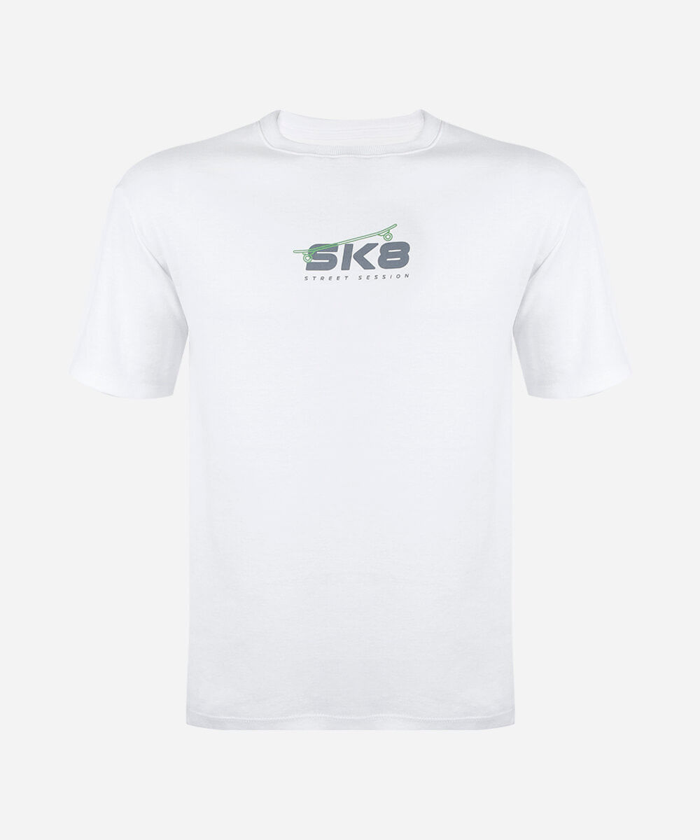camiseta juvenil de malha com estampa de skate off white