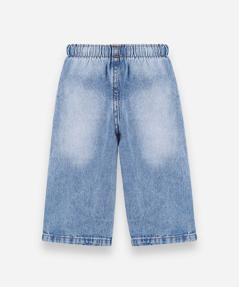 calça infantil jeans com bordado florzinha azul