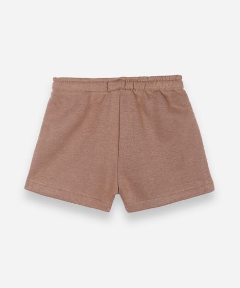 short infantil de moletom com listra lateral bege