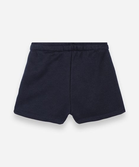 short infantil de moletom com listra lateral azul