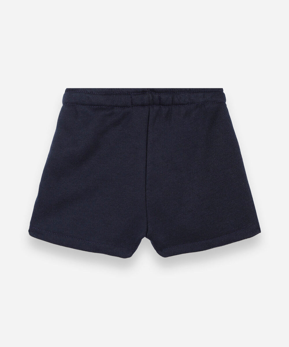 short infantil de moletom com listra lateral azul