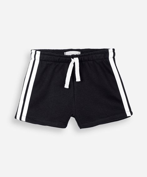 short infantil de moletom com listra lateral preto