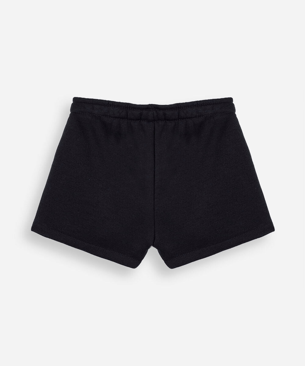 short infantil de moletom com listra lateral preto