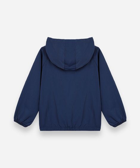 jaqueta infantil com capuz e listras azul