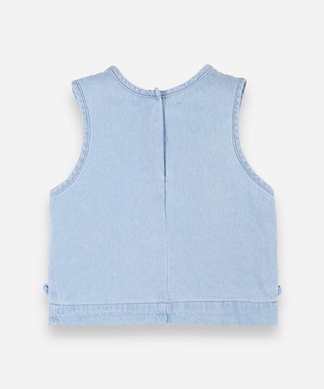 regata infantil jeans com laços azul