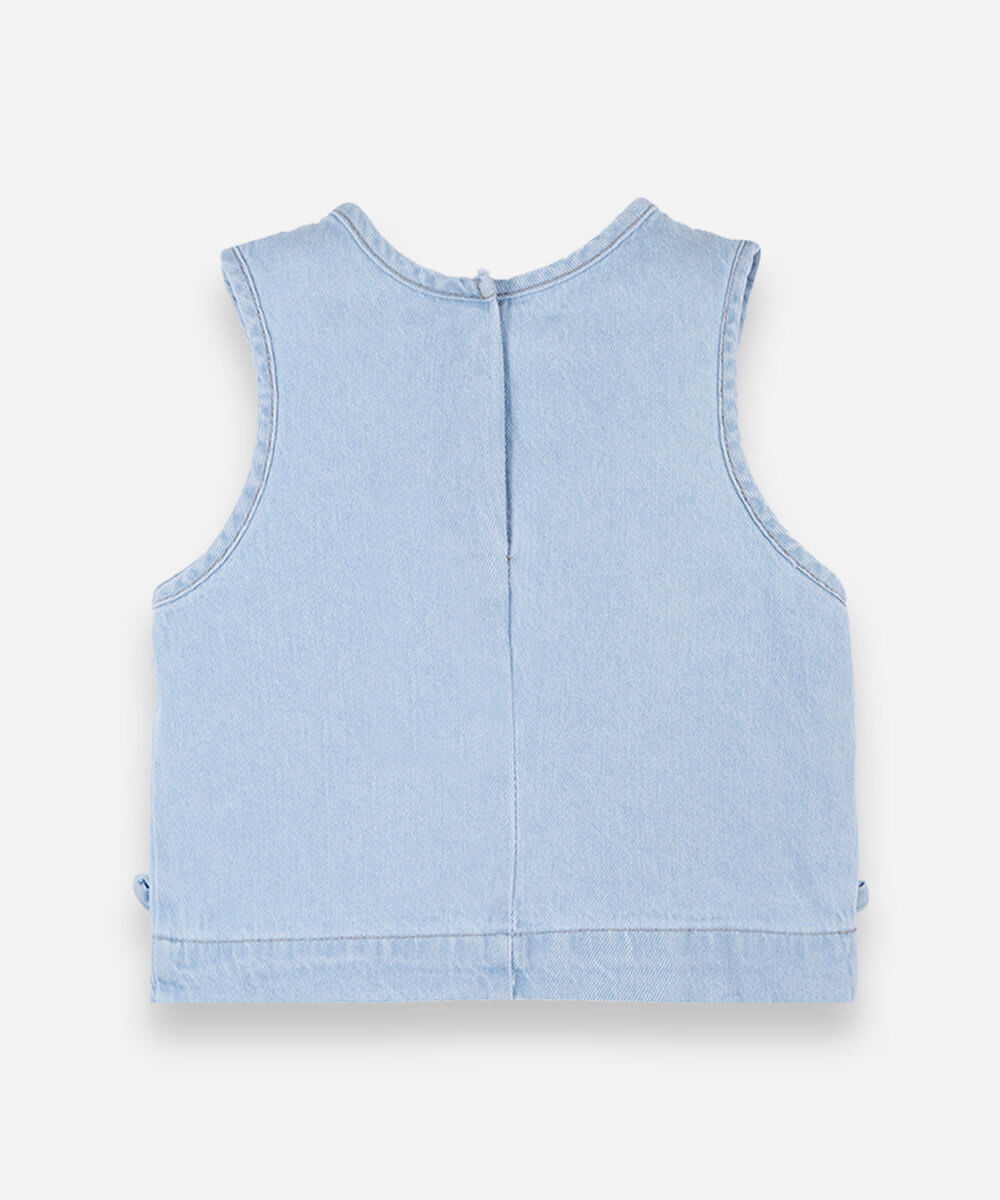 regata infantil jeans com laços azul