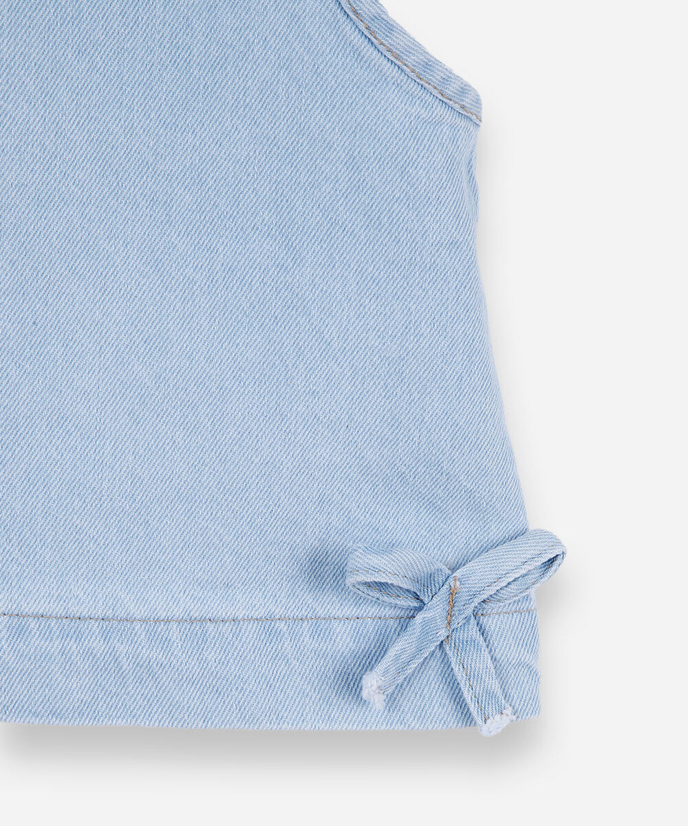 regata infantil jeans com laços azul