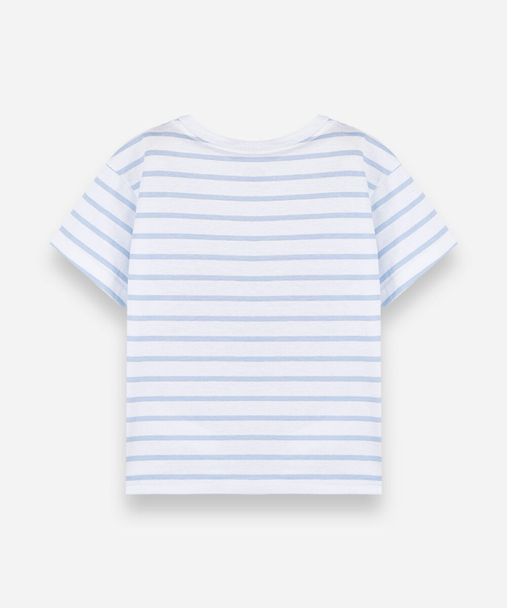 camiseta infantil de algodão listrada off white