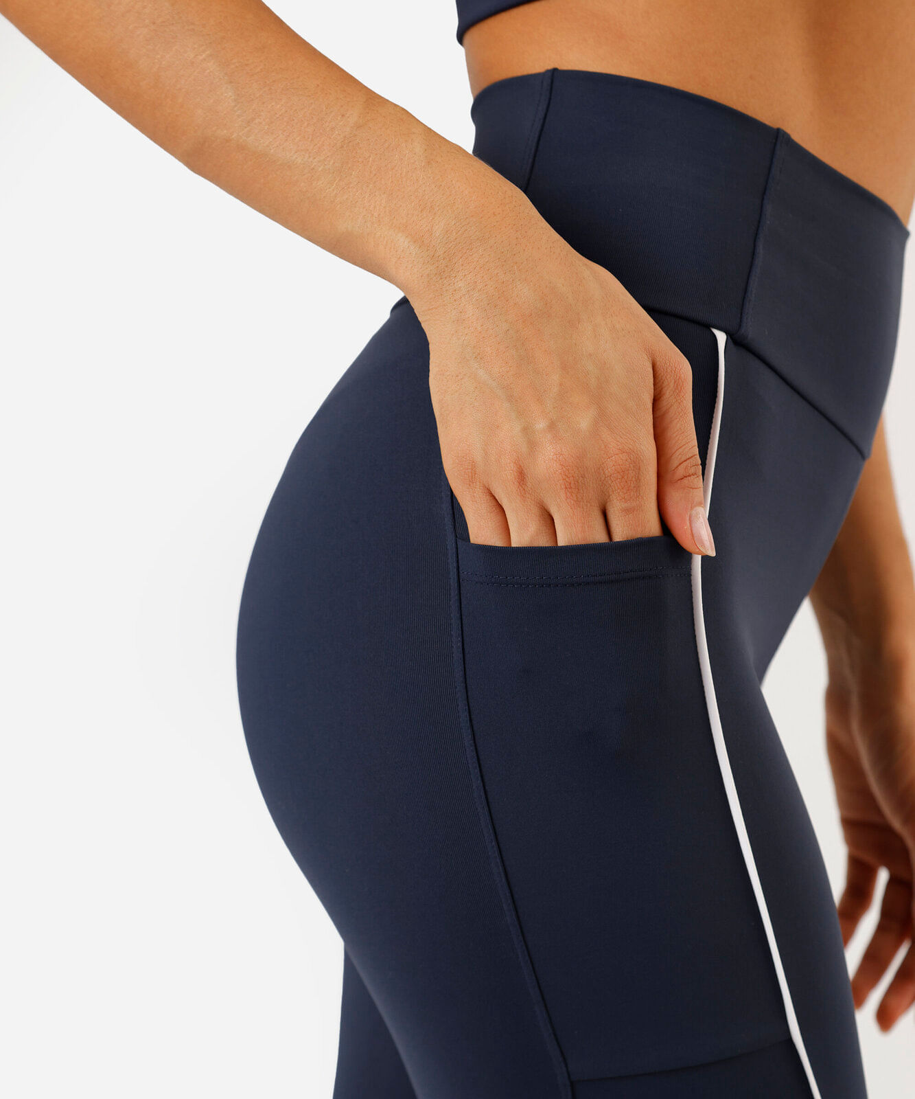 calça legging com bolsos esportiva azul