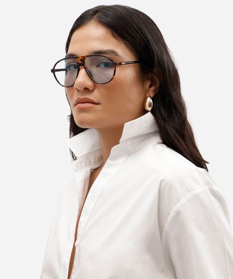 óculos de sol feminino aviador de acetato tartaruga triton colorido