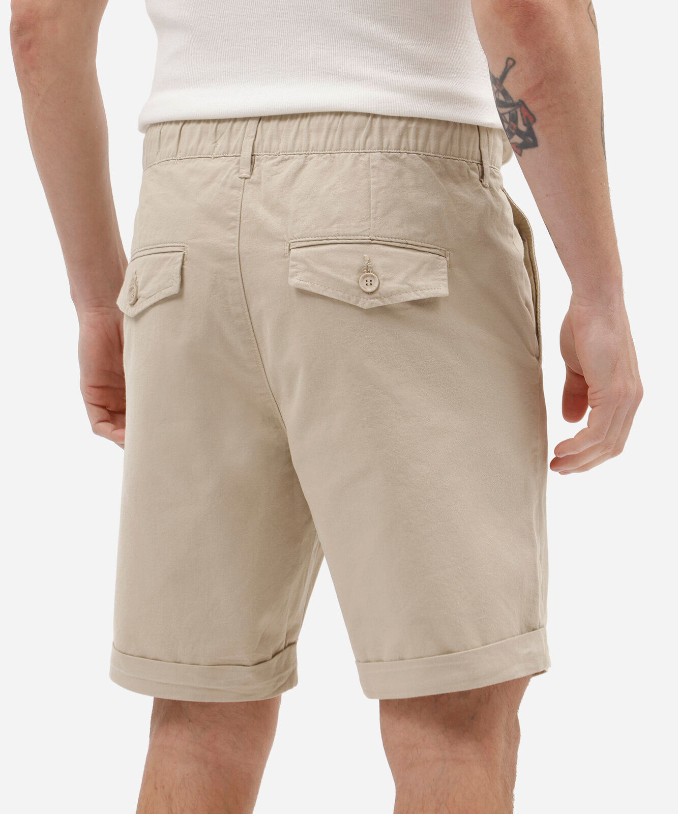 bermuda chino reta masculina de sarja bege