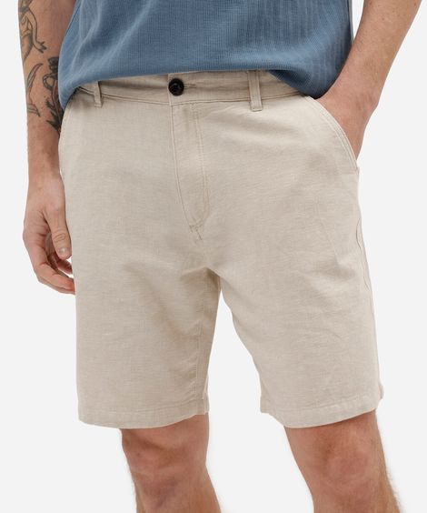 bermuda masculina reta com linho bege
