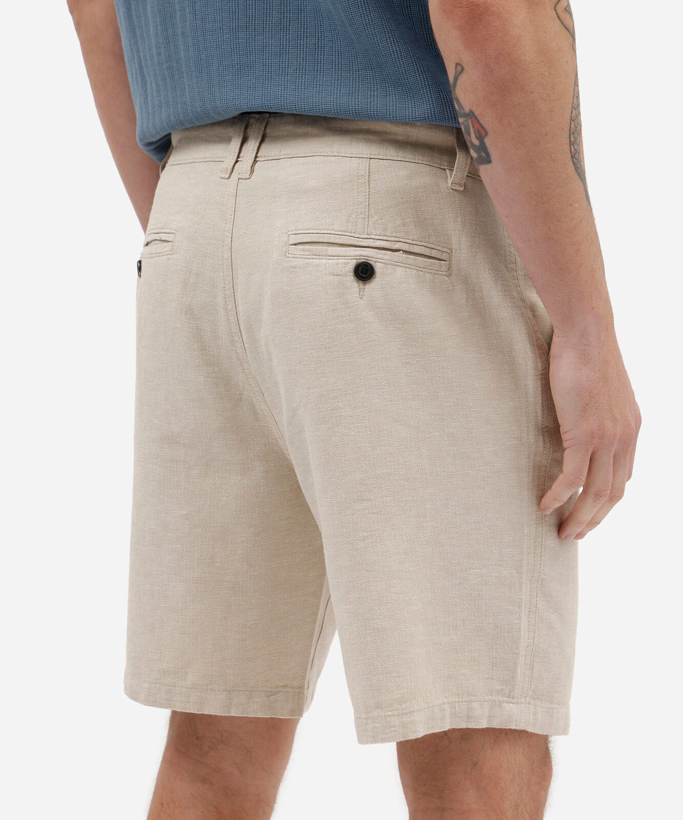 bermuda masculina reta com linho bege