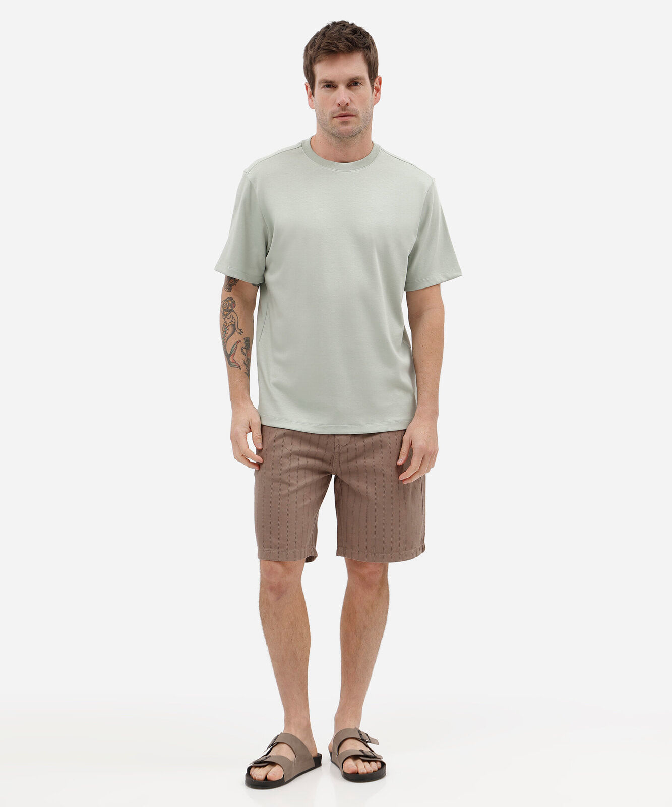camiseta masculina comfort de malha verde