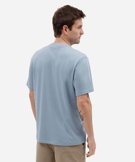 camiseta masculina de algodão peruano manga curta azul