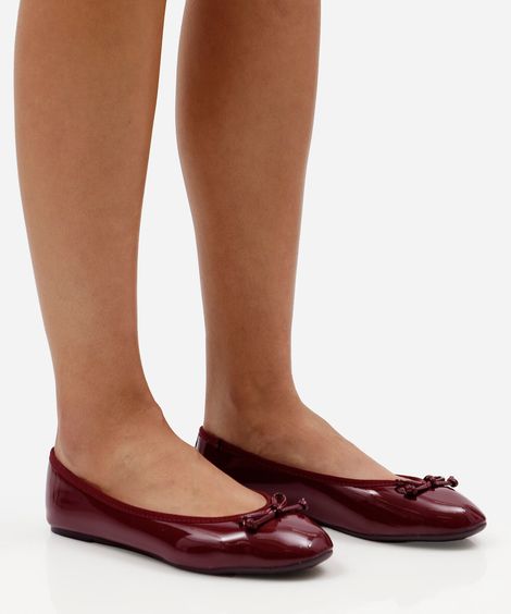 sapatilha feminina com laço via uno vinho
