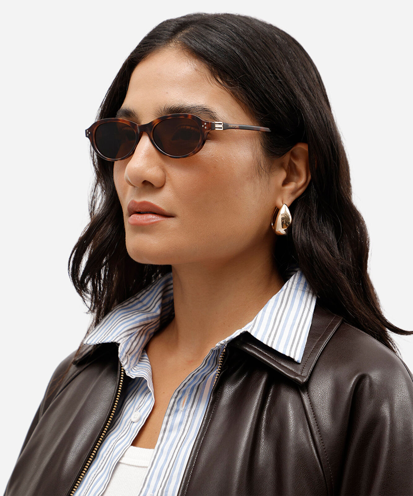 óculos de sol oval feminino de acetato tartaruga  triton marrom