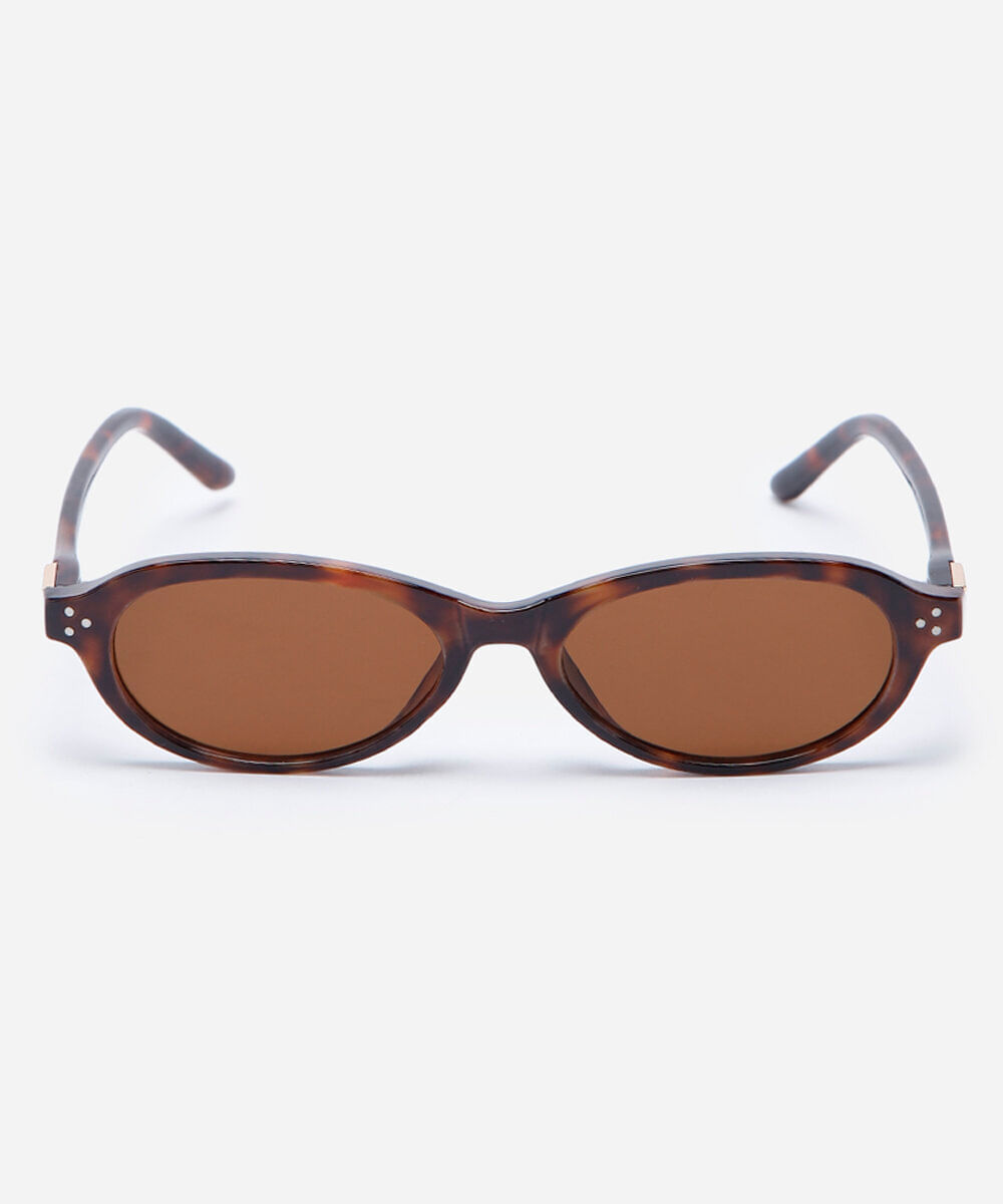 óculos de sol oval feminino de acetato tartaruga  triton marrom