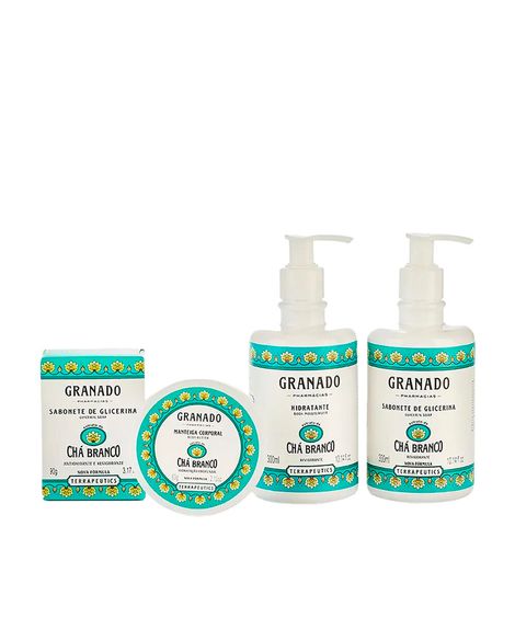 kit granado com lata chá branco