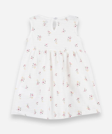 vestido midi infantil com laço floral off white