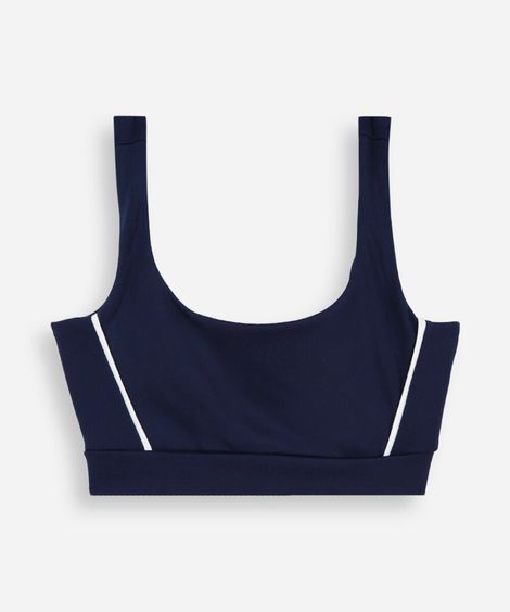 top cropped esportivo juvenil com nervuras azul