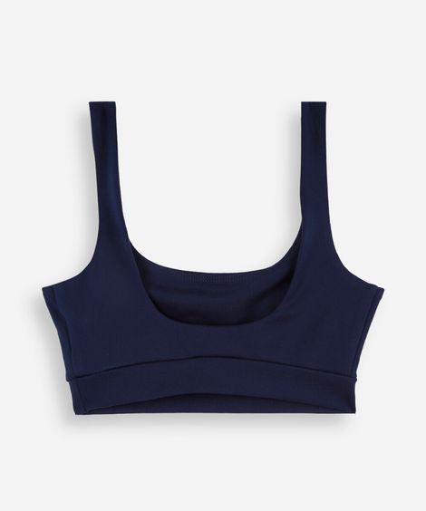 top cropped esportivo juvenil com nervuras azul