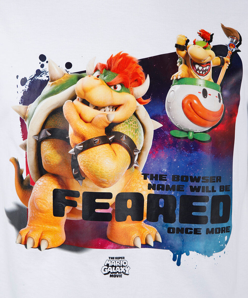 camiseta juvenil manga curta mario galaxy feared off white