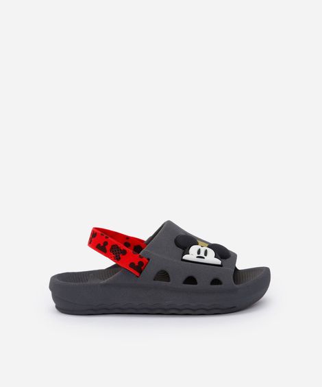 chinelo infantil slide mickey cinza