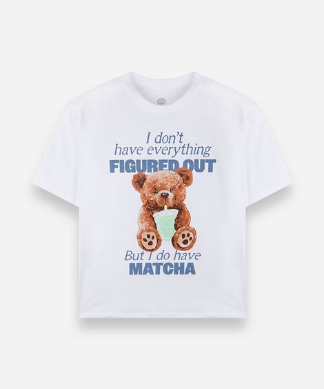 camiseta juvenil de algodão manga curta estampada off white