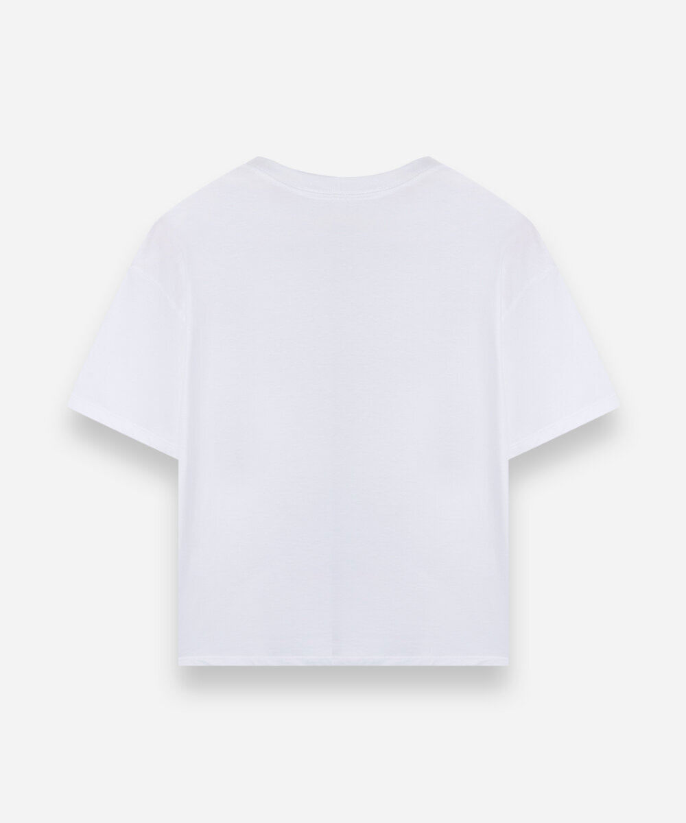 camiseta juvenil de algodão manga curta estampada off white