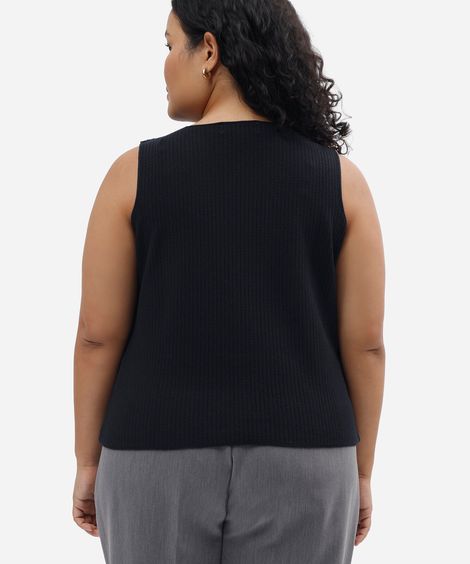 colete feminino de tricot plus size azul
