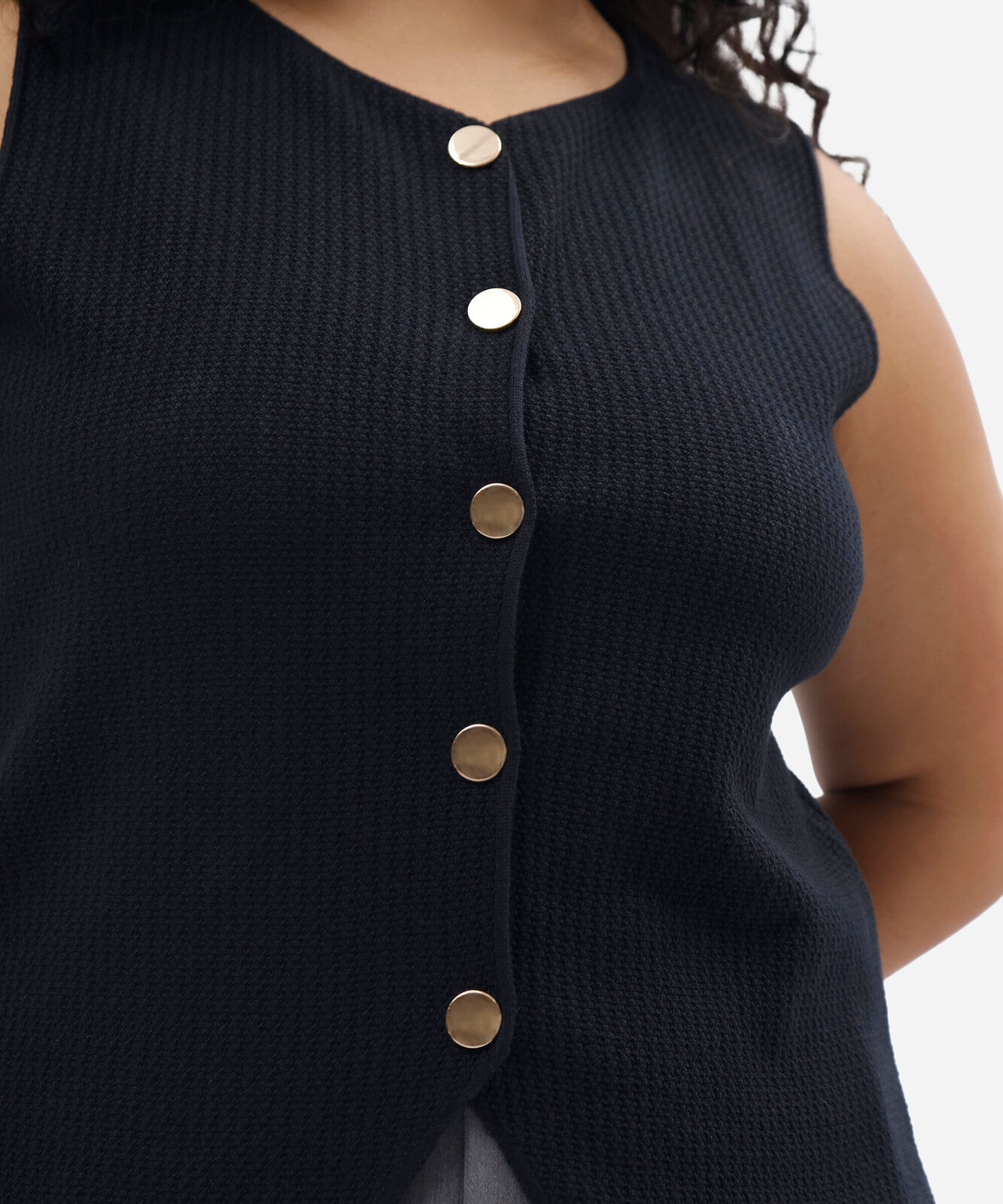 colete feminino de tricot plus size azul