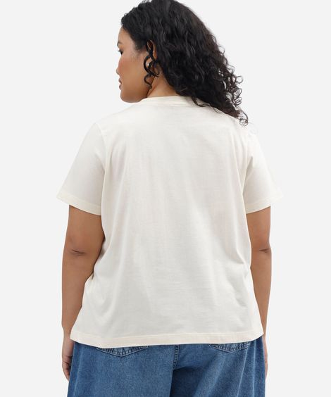 camiseta feminina de algodão manga curta alcione plus size off white