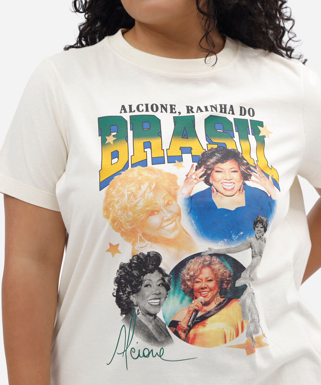 camiseta feminina de algodão manga curta alcione plus size off white