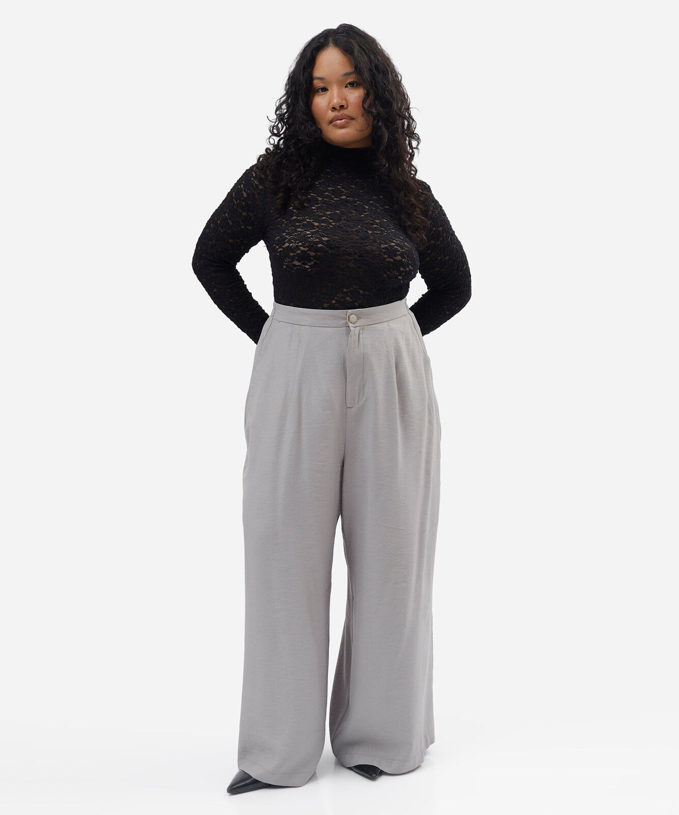 blusa feminina de renda gola alta manga longa plus size floral preta