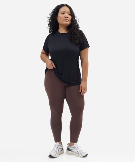calça legging plus size com bolso esportiva marrom