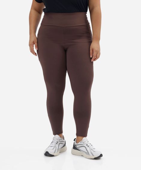 calça legging plus size com bolso esportiva marrom