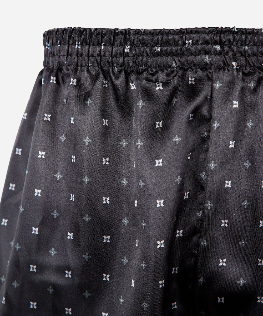 cueca samba canção masculina estampada acetinada preta