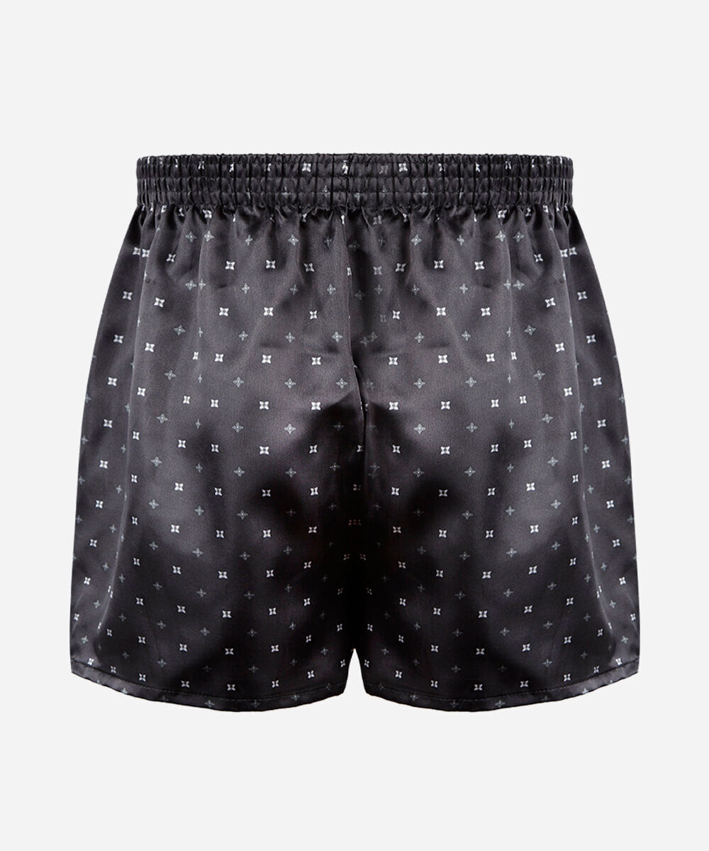 cueca samba canção masculina estampada acetinada preta
